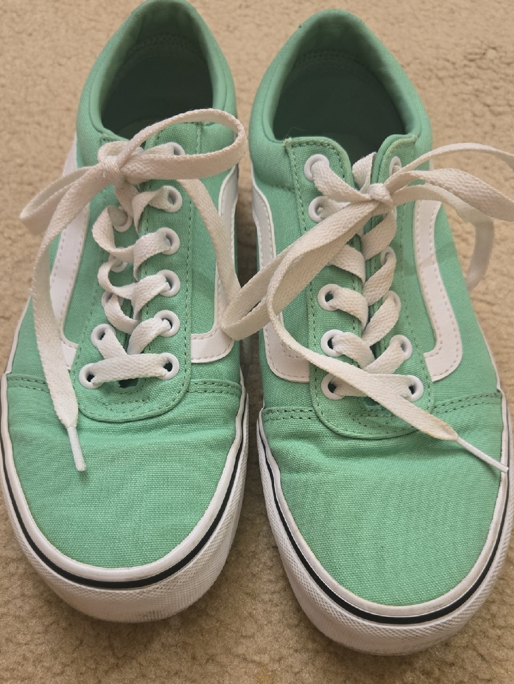 Vans Mint Green Canvas Sneakers with White Stripe